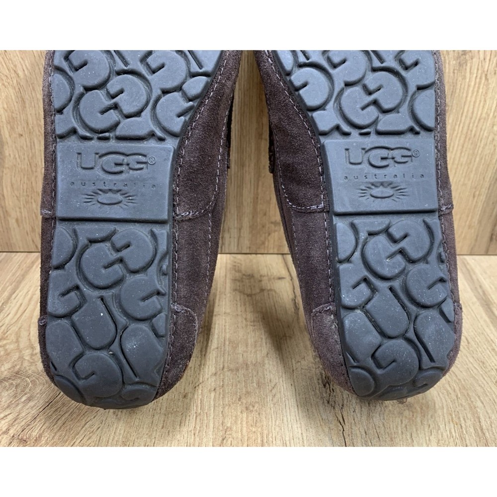 UGG Men’s 8 Alder Suede Slip On Loafers Sheepskin Lining Black Slippers 1003419 - Picture 15 of 16